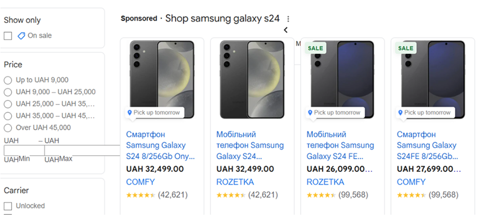 сторінка google shops